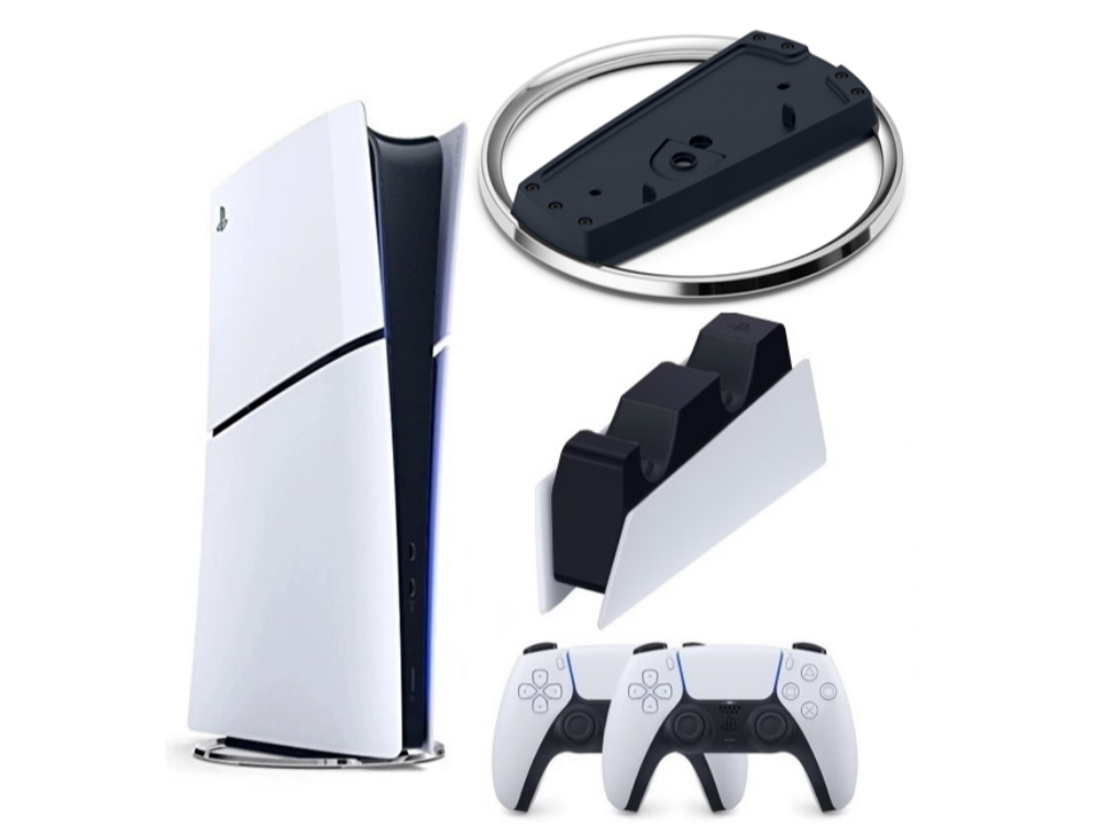 PLAYSTATION 5 SLIM DIJITAL + 2. PS5 KOL + DIKEY STAND + SARJ ISTASYONU BEYAZ